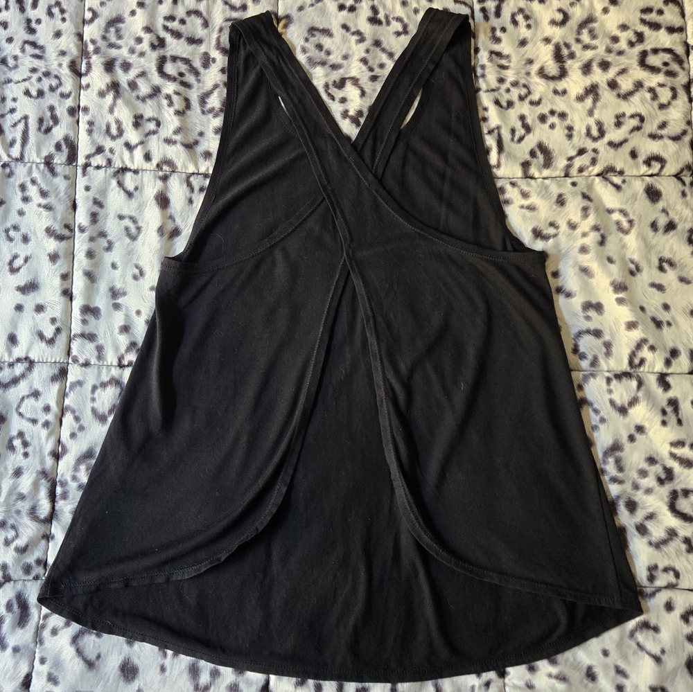 *Shape Activewear Black Open-Back Apron Athletic Tank Sz S